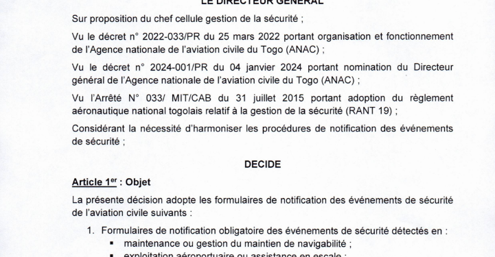 NOTIFICATION DES EVENEMENTS DE SECURITE